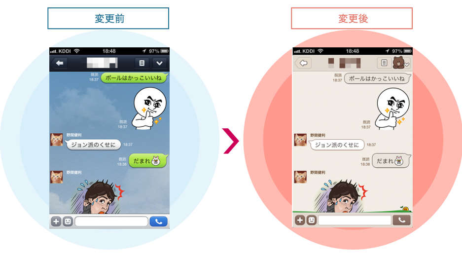 変更前→変更後